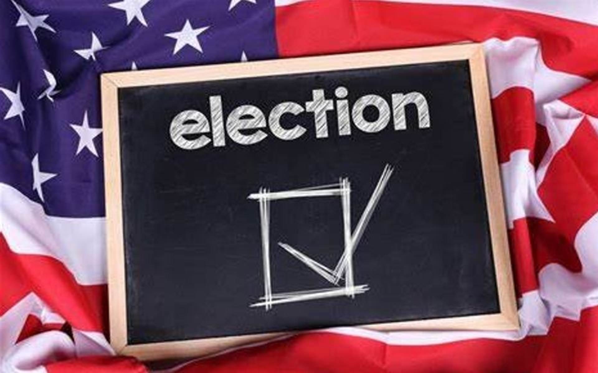 American Flag Small Chalk Board Word Election Written Out